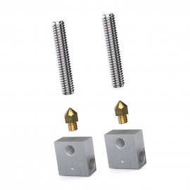 2Pcs/Set 0.4mm Brass Nozzle Extruder Print Head + Heater Block Hotend + 1.75mm Throat Tubes Pipes for Anet A8 A6 Ender 3 3D Printer Accessories