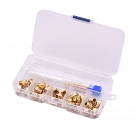 3D Printer Nozzles Maintenance Tool Kit MK10 M7 Thread Extruder Brass Nozzle 0.2/0.4/0.6/0.8/1.0mm Print Head with Cleaning Needles Wrench for 3D Printer