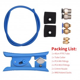 3D Printer Kit PTFE Tubing Hose Pipe 40cm for 1.75mm Filament with PTFE Tube Cutter 2pcs PC4-M6 Pneumatic Fittings 2pcs PC4-M10 Pneumatic Fittings Blue
