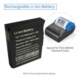 7.4V 1500mAh Lithium Battery Rechargeable Li-ion Battery Compatible with POS-5805DD Thermal Printer