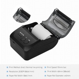 5809DD Portable Mini Direct Thermal Printer Wireless Thermal POS Receipt Printer with 2000mAh   Rechargeable Lithium Battery USB/BT Mobile Printer EU Plug（100-240V）