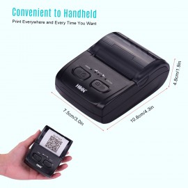 Portable 58mm Thermal Receipt Printer Handheld Barcode Printer USB BT Connection Wireless Support ESC/POS Command Compatible with Windows Linux Android IOS for Supermarket Store Restaurant