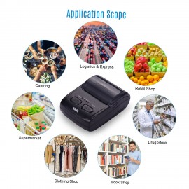 Portable 58mm Thermal Receipt Printer Handheld Barcode Printer USB BT Connection Wireless Support ESC/POS Command Compatible with Windows Linux Android IOS for Supermarket Store Restaurant