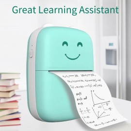 Mini Portable Thermal Printer BT Wireless Printer 203dpi with 1 Roll Thermal Paper Compatible with Android iOS for Printing Error Photo Memo Journal List Receipt Sticker Label