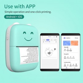 Mini Portable Thermal Printer BT Wireless Printer 203dpi with 1 Roll Thermal Paper Compatible with Android iOS for Printing Error Photo Memo Journal List Receipt Sticker Label