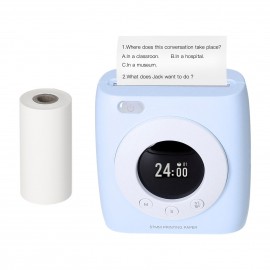 Pocket Printer BT Wireless Thermal Printer Portable Mobile Printer 300dpi for Photo Picture Receipt Memo Note Label Sticker with Clock Function Compatible with Android iOS Windows Mac