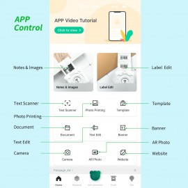 A6 Mini Pocket Printer HD 304DPI Wireless BT Thermal Printer Picture Photo Label Memo Notes Journal Receipt Paper Instant Printer Sticker AR Photo Function Inkless Printing Compatible with Android iOS Smartphone Windows