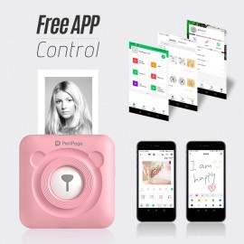 A6 Mini Pocket Printer HD 304DPI Wireless BT Thermal Printer Picture Photo Label Memo Notes Journal Receipt Paper Instant Printer Sticker AR Photo Function Inkless Printing Compatible with Android iOS Smartphone Windows