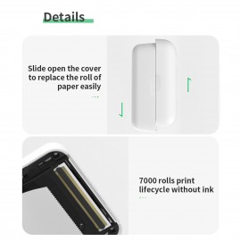 A6 Mini Pocket Printer HD 304DPI Wireless BT Thermal Printer Picture Photo Label Memo Notes Journal Receipt Paper Instant Printer Sticker AR Photo Function Inkless Printing Compatible with Android iOS Smartphone Windows