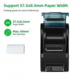 Desktop 58mm USB Thermal Receipt Printer Bill Ticket Clear Printing High Speed POS Printer Support Cash Drawer Compatible with ESC/POS Print Commands for Restaurant Kitchen Supermarket Retail Store