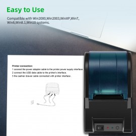 Desktop 58mm USB Thermal Receipt Printer Bill Ticket Clear Printing High Speed POS Printer Support Cash Drawer Compatible with ESC/POS Print Commands for Restaurant Kitchen Supermarket Retail Store