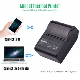 Portable 58mm 2 Inches Wireless BT Thermal Bill Receipt Printer Mini Mobile POS Printer Support ESC/POS Print Command Compatible with Android iOS Windows for Restaurant Supermarket Retail Store Small Business