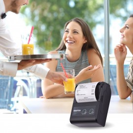Portable 58mm 2 Inches Wireless BT Thermal Bill Receipt Printer Mini Mobile POS Printer Support ESC/POS Print Command Compatible with Android iOS Windows for Restaurant Supermarket Retail Store Small Business