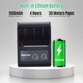 Portable 58mm 2 Inches Wireless BT Thermal Bill Receipt Printer Mini Mobile POS Printer Support ESC/POS Print Command Compatible with Android iOS Windows for Restaurant Supermarket Retail Store Small Business