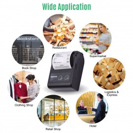 Portable 58mm 2 Inches Wireless BT Thermal Bill Receipt Printer Mini Mobile POS Printer Support ESC/POS Print Command Compatible with Android iOS Windows for Restaurant Supermarket Retail Store Small Business