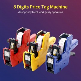 8 Digits Price Tag Machine Handheld Price Labeller Label Date Maker Pricing with 10pcs Price Labels Paper for Office Retail Shop Grocery Store Organization Marking Warehouse