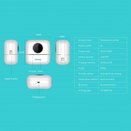X5 Thermal Photo Printer Pocket Label Maker 200dpi Wireless Receipt Printer for Work Plan Memo Study Notes Lists Journal Printing Compatible with Android iOS Smartphone