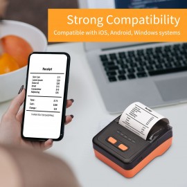 MP58C6 58mm USB Thermal Receipt Printer Portable Wireless Printer BT Connection Use with APP 1 Roll Paper Inside Compatible with Windows Android iOS for Supermarket Retail Restaurant