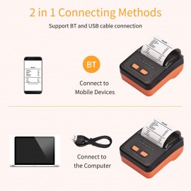 MP58C6 58mm USB Thermal Receipt Printer Portable Wireless Printer BT Connection Use with APP 1 Roll Paper Inside Compatible with Windows Android iOS for Supermarket Retail Restaurant