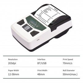 Portable BT Label Maker USB Wireless Thermal Receipt Printer BT Connection Use with APP Compatible with iOS Android Smartphone Adjustable Paper Width for Clothing Jewelry Supermarket Retail Store Barcodes Price Name Printing