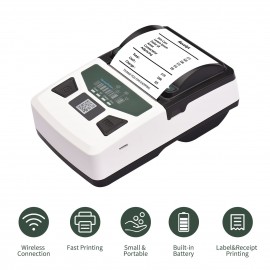Portable BT Label Maker USB Wireless Thermal Receipt Printer BT Connection Use with APP Compatible with iOS Android Smartphone Adjustable Paper Width for Clothing Jewelry Supermarket Retail Store Barcodes Price Name Printing