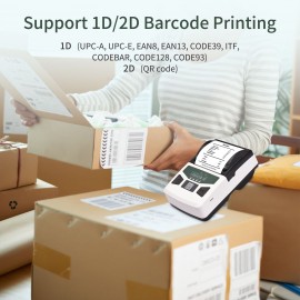 Portable BT Label Maker USB Wireless Thermal Receipt Printer BT Connection Use with APP Compatible with iOS Android Smartphone Adjustable Paper Width for Clothing Jewelry Supermarket Retail Store Barcodes Price Name Printing