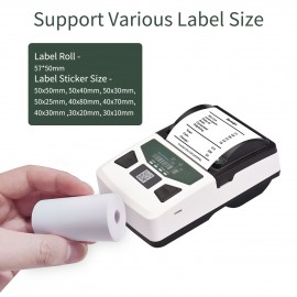 Portable BT Label Maker USB Wireless Thermal Receipt Printer BT Connection Use with APP Compatible with iOS Android Smartphone Adjustable Paper Width for Clothing Jewelry Supermarket Retail Store Barcodes Price Name Printing
