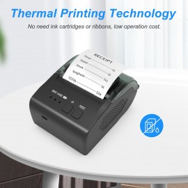 58mm Portable Mini Thermal Receipt Printer USB & BT Connection 2 inches Wireless Printer High Speed with 1 Roll Paper Inside Compatible with iOS Android Windows for Restaurant Sales Retail Shop