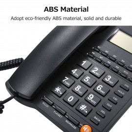 Desktop Corded Telephone Landline Telephone with Caller Identification LCD Screen Adjustable Brightness Black(US Telephone Line)