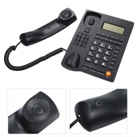 Desktop Corded Telephone Landline Telephone with Caller Identification LCD Screen Adjustable Brightness Black(US Telephone Line)