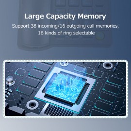 Desktop Corded Telephone Landline Telephone with Caller Identification LCD Screen Adjustable Brightness Black(US Telephone Line)