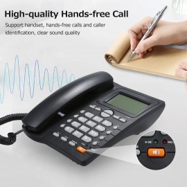 Desktop Corded Telephone Landline Telephone with Caller Identification LCD Screen Adjustable Brightness Black(US Telephone Line)