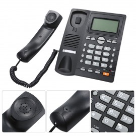 Desktop Corded Telephone Landline Telephone with Caller Identification LCD Screen Adjustable Brightness Black(US Telephone Line)