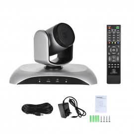1080P HD Conference Camera USB Plug & Play 3X Zoom 360° Rotation with Remote Control Power Adapter for Video Meetings Training Teaching