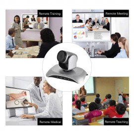 1080P HD Conference Camera USB Plug & Play 3X Zoom 360° Rotation with Remote Control Power Adapter for Video Meetings Training Teaching