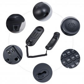 Portable Corded Telephone Phone Pause/ Redial/ Flash Wall Mountable Base Handset for House Home Call Center Office Company Hotel