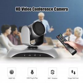 1080P FHD USB Video Conference Camera Auto Focus 360° Auto Scan Plug-N-Play with Infrared Remote Control