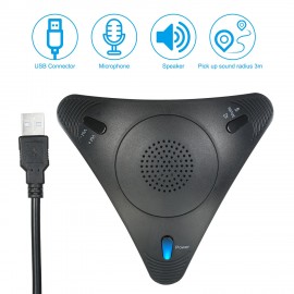 USB Conference Computer Microphone VOIP Omnidirectional Desktop Wired Microphone Built-in Speaker Support Volume Control Mute Function Plug & Play for PC Laptop Office Meeting Video Conference Recording Chatting Online Class Music Playing