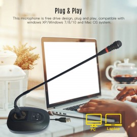 USB Computer Microphone Desktop Wired Microphone Cardioid Condenser Mic Adjustable Neck Plug & Play for PC Laptop Office Meeting Conference Recording Chatting Live Streaming Gaming