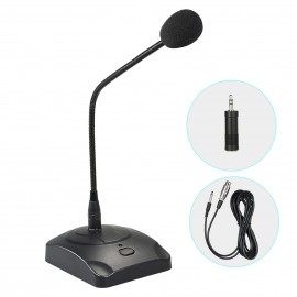 Computer Microphone Professioinal Wired Desktop Conference Microphone Adjustable Neck for PC Laptop Speaker Mixer Conference Speech Recording Broadcasting Online Voice Chatting
