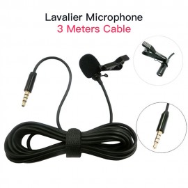 3.5mm Plug Mini Lavalier Lapel Microphone with Clip Omnidirectional Condenser Mic for Smartphone Computer PC Laptop Interview Recording Live Streaming Video Conference Online Classes