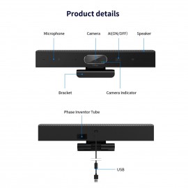 2K Webcam 3-in-1 HD Video Conference Camera with Microphone and Speaker AI Face Tracking Auto Focus 360° Voice Pickup 4 Megapixel USB Plug & Play Compatible with Windows Android Mac for Video Conference/Online Course/Live Streaming