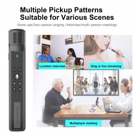 USB Microphone Condenser Computer PC Mic with Tripod Stand Multiple Sound Pickup Modes for Meeting Streaming Podcasting Vocal Recording Video Calling Compatible with Windows OS Vista