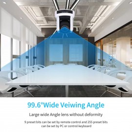 Conference PTZ Camera Wall Mount Cam 3X Optical Zoom USB Conection with Remote Controller Plug & Play Compatible with Windows Mac for Zoom Skype Video Meeting Online Teaching Training Live Webcasting