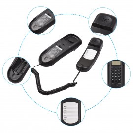 Corded Phone Desk Landline Fixed Telephone Wall Mount Support Redial/Pause/16 Digit LCD Display for Home Office Company Hotel Cafe Bar Restaurant