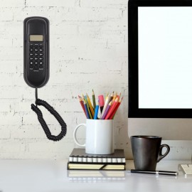 Corded Phone Desk Landline Fixed Telephone Wall Mount Support Redial/Pause/16 Digit LCD Display for Home Office Company Hotel Cafe Bar Restaurant