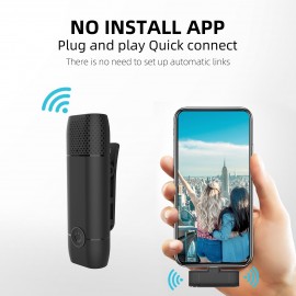 Mini Wireless Lavalier 2.4G Microphone 360° Omnidirectional Lapel Mic Noise Reduction Compatible with Type-C Android Smartphone Tablet for YouTube Facebook Live Streaming Video   Recording Vlog Interview Online Class
