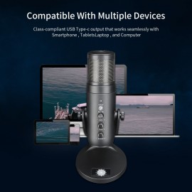 USB Microphone Computer PC Mic Heart-shape directional Condenser Conferencer with Stand Plug and Play Dynamic RGB Lighting Compatible with Windows MacOS for Meeting Streaming Singing Recording Podcasting Gaming
