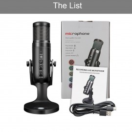 USB Microphone Computer PC Mic Heart-shape directional Condenser Conferencer with Stand Plug and Play Dynamic RGB Lighting Compatible with Windows MacOS for Meeting Streaming Singing Recording Podcasting Gaming