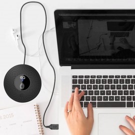 Desktop USB Microphone Computer PC Mic 360°Omnidirectional Condenser Conferencer 10m Pick-up Distance Plug and Play Compatible with Windows MacOS for Laptop Video Conference Recording Chatting Gaming Online Class Skype